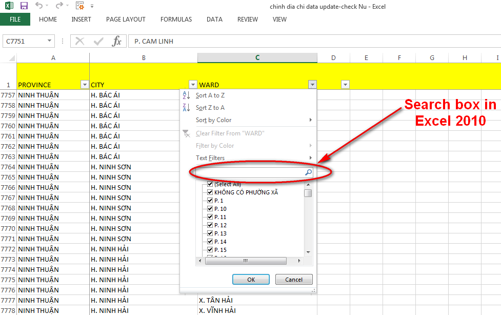 Search Box Filter In Microsoft Excel 2007 Microsoft Community