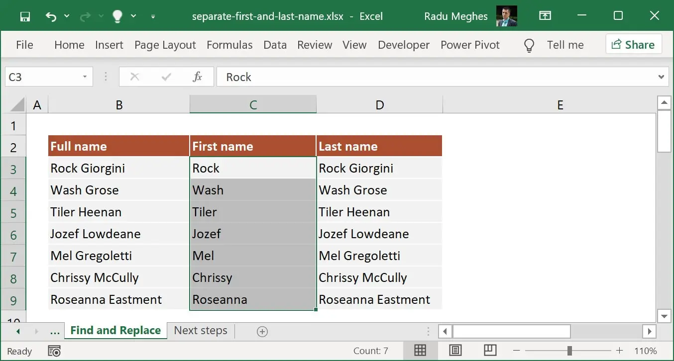 Separate First And Last Name In Excel Split Names Using Formulas