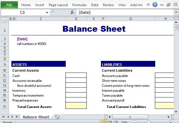 Simple Balance Sheet Maker Template For Excel