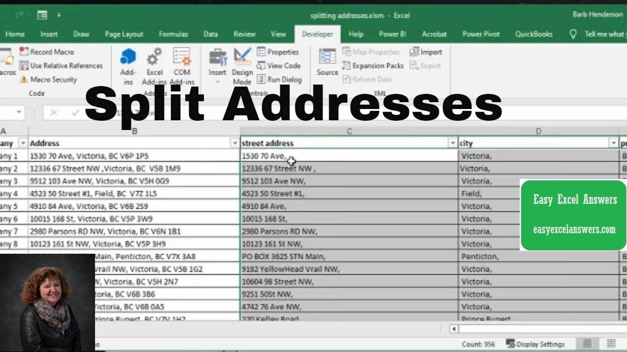 Split Addresses Into Address Parts With Vba In Excel Youtube