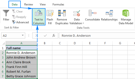 Split Names In Excel Separate First And Last Name Into Different