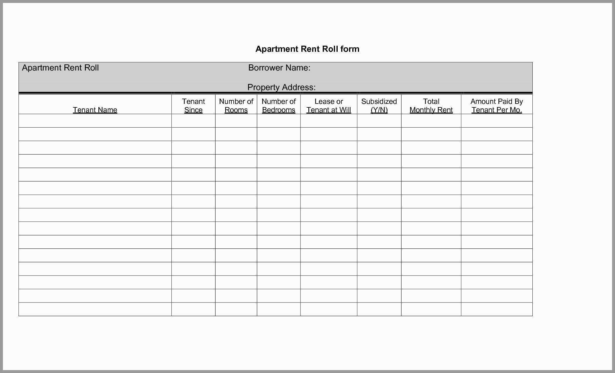 Spreadsheet Rent Roll Template Excel