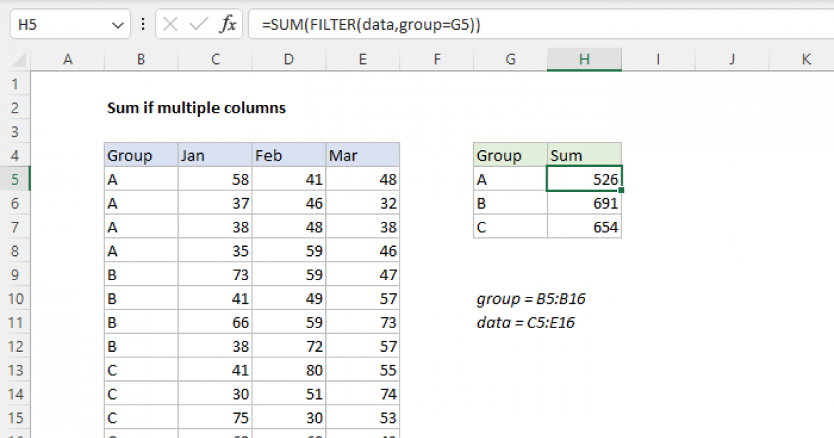 Sum If Multiple Columns Excel Formula Exceljet