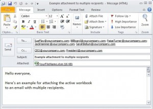 Tom S Tutorials For Excel Attach Workbook In Outlook Email To Multiple