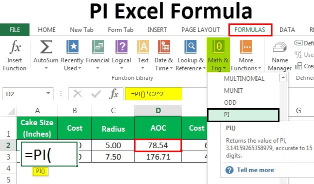 Use Pi Number In Excel Step By Step Guide 2020