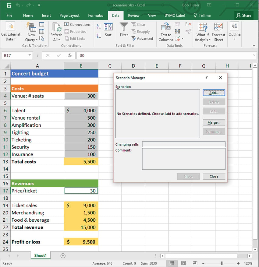 Using Scenarios In Excel