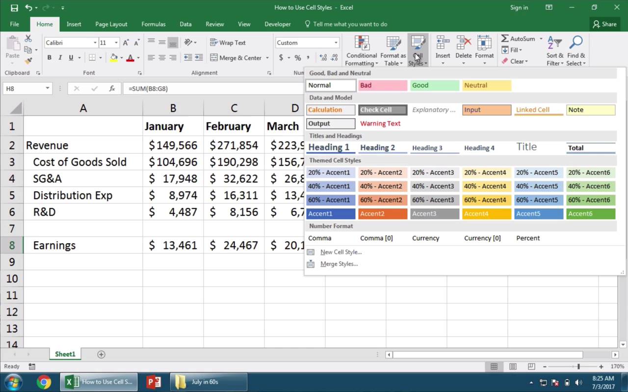 Using The Total Cell Style In Excel Stl Blog