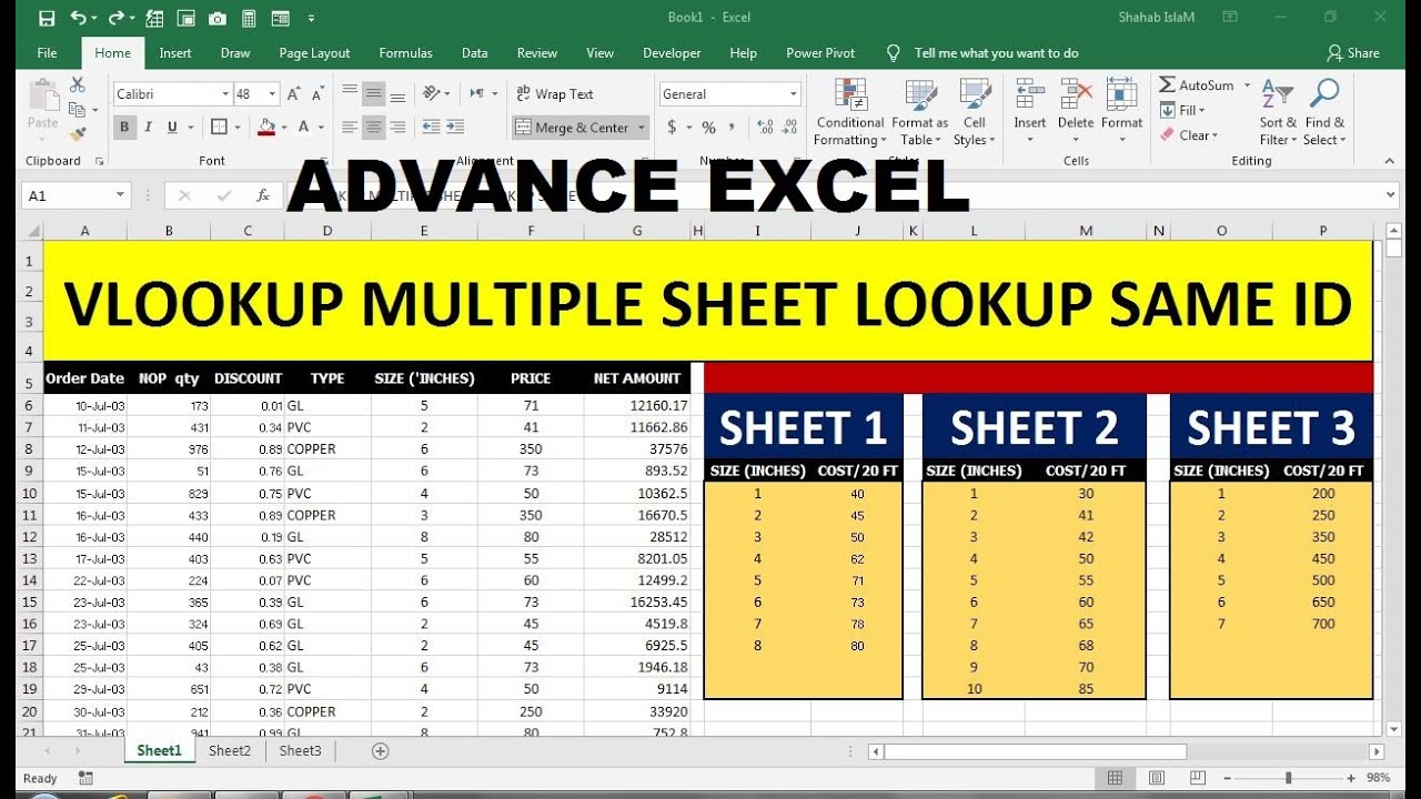 Vlookup Across Multiple Sheets Excel Sheets Youtube