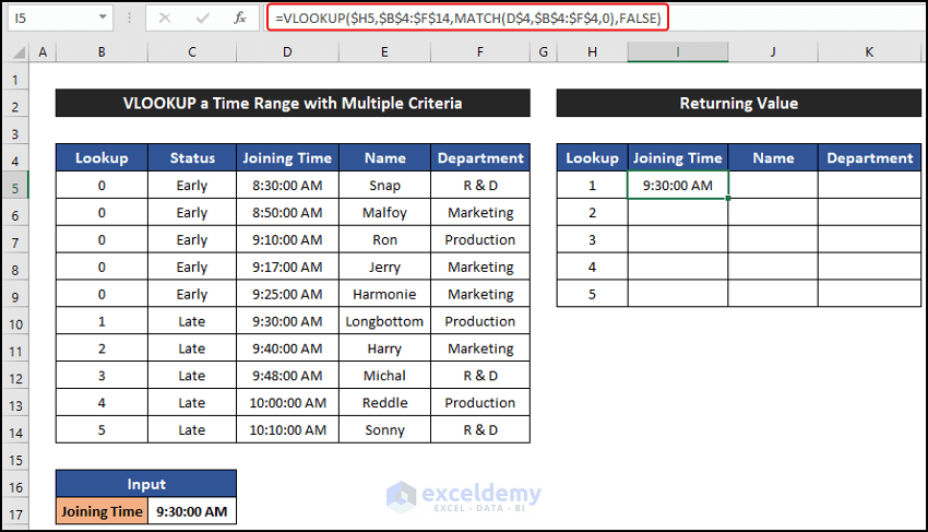 Vlookup With Time Range In Excel 5 Easy Ways Exceldemy