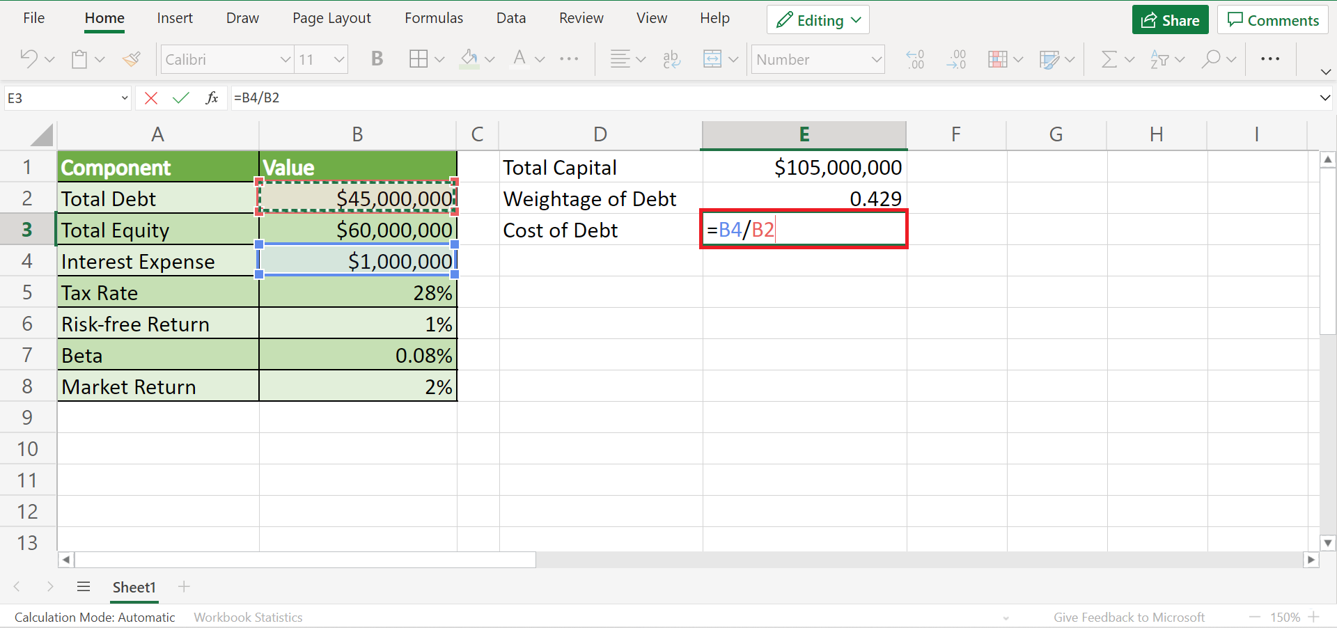 Wacc Excel Template