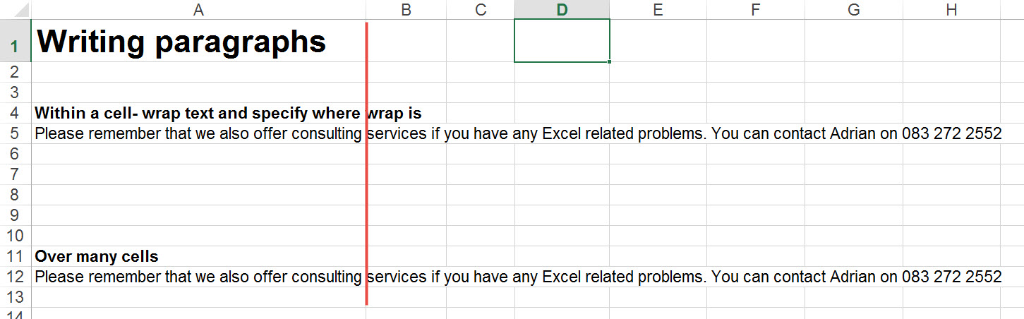 Write Paragraphs In Excel Intermediate Excel Auditexcel Co Za